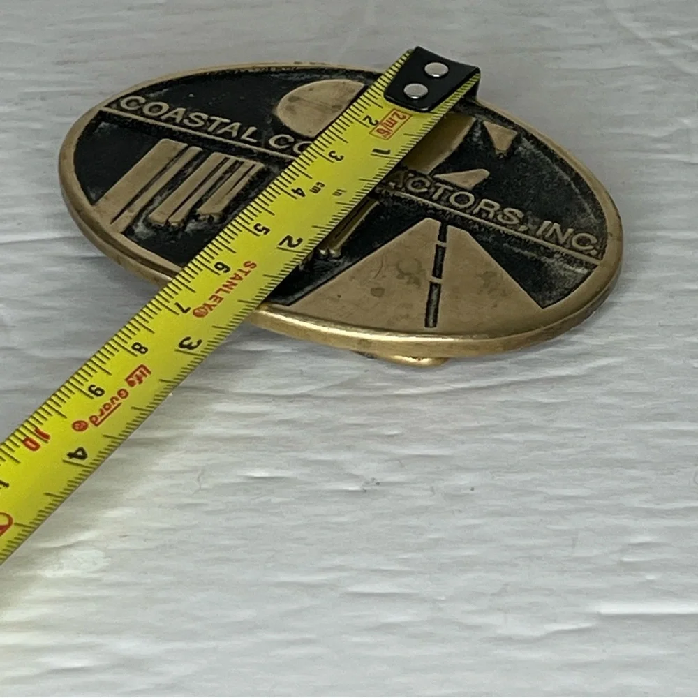 Vintage CC Coastal Contractors MCM 100% Brass Belt Buckle DynaBuckle Provo Utah
